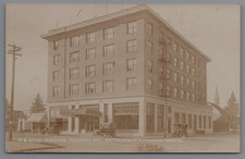 Hotel Medford Oregon Park Candy & Cigar Shop Barber Pole coche clásico alerta RPPC