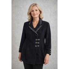 Vtg St John Evening Santana Knit Embellished Jacket by Marie Gray Size 4 Black