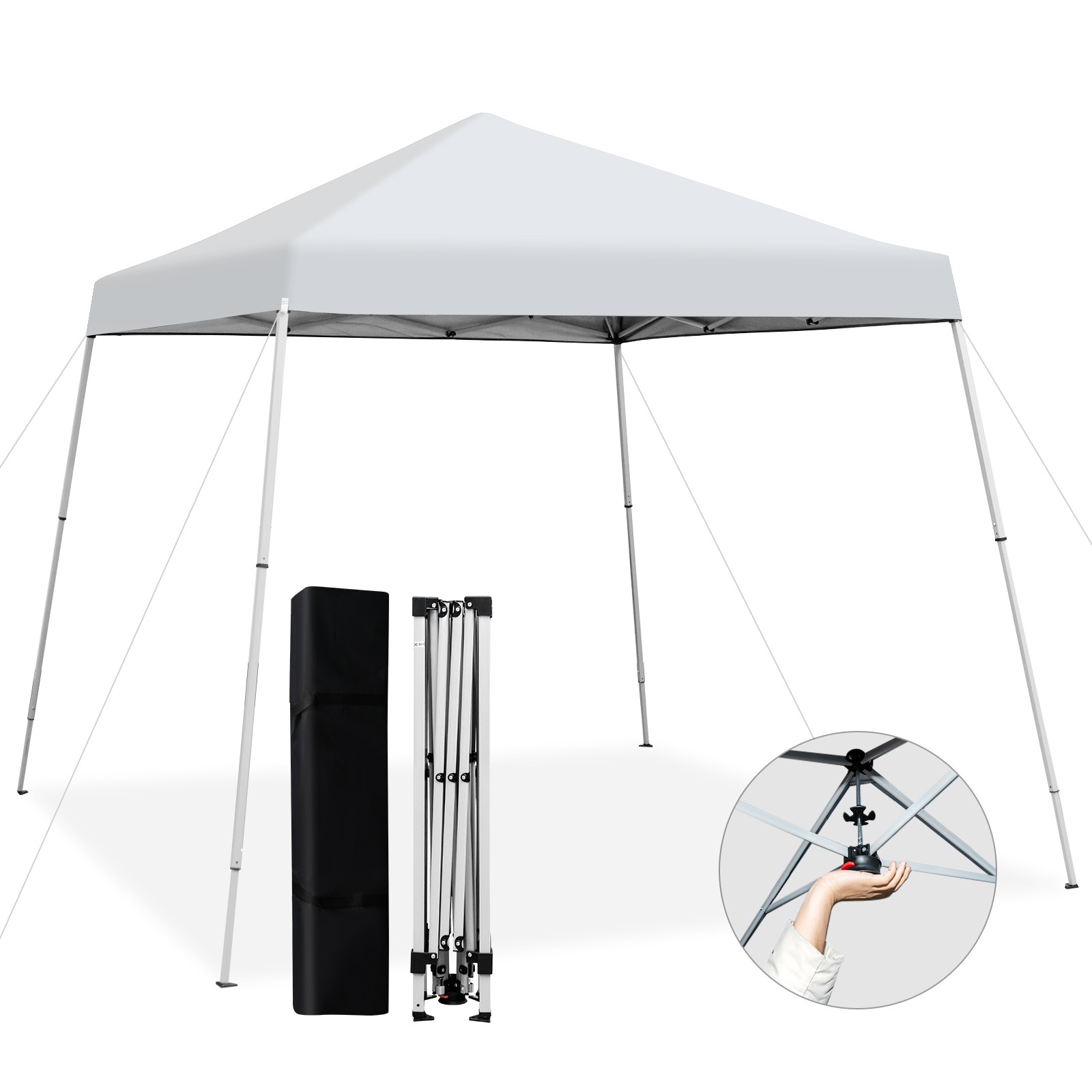 Instant Pop-up Canopy w/ 10x10 FT Base Footprint & 7.7x7.7 FT Canopy Top White