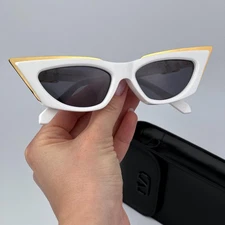 Valentino Women Sunglasses White Gold Grey Cat Eye V-GOLDCUT-I VLS-113D-55 NEW