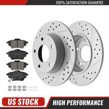 For Nissan Sentra 2020 - 2024 Rear Drilled Brake Disc Rotors Ceramic Brake Pads