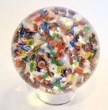Antique Chinese Macedoine Scrambled Paperweight Art Glass  3.5 in D. 1925-1935