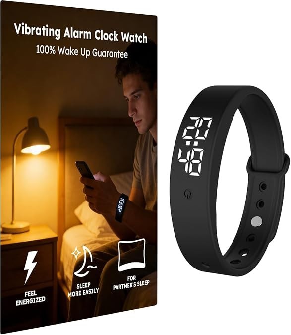 Vibrating Alarm Clock Wristband Silent Shake Wrist Watch for Heavy Deaf Sleepers
