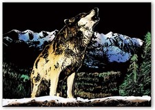 Magisches Rubbellos Heulender Wolf 40x28 cm