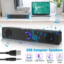Wired Computer Speakers Soundbar 2.0 Stereo Bass Sound USB for Desktop PC Laptop