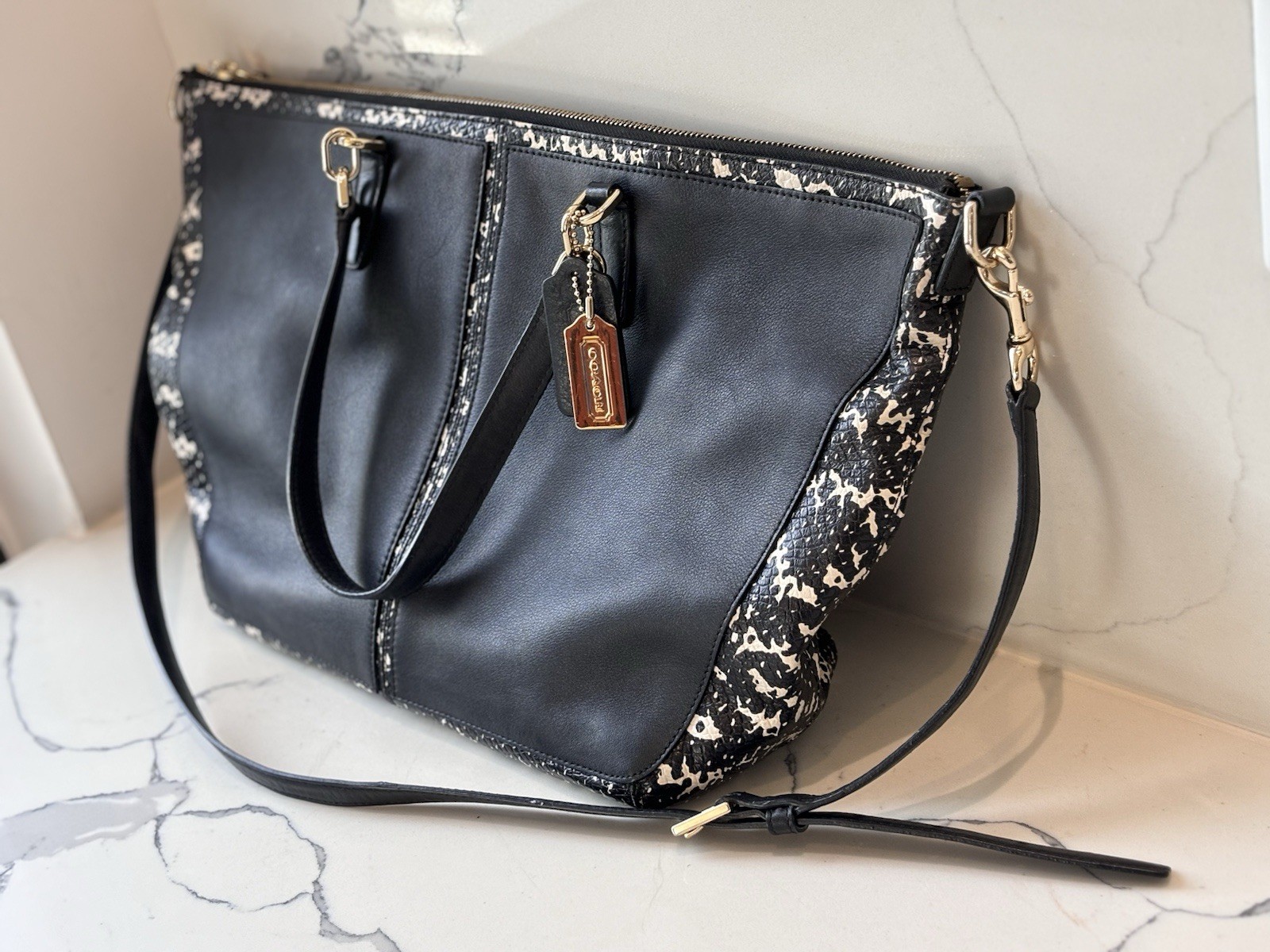 Chic Coach Bleecker Cooper Satchel, Python Emboss… - image 3