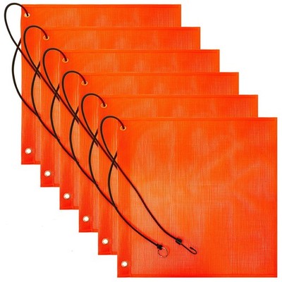 6 Pack 18'' x 18'' Orange Safety Flag, Oversize Load Warning Flags with Grommet...