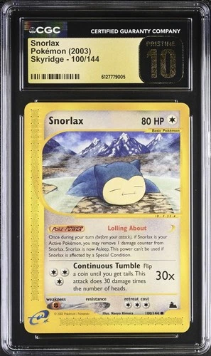 Pokemon Snorlax 100/144 Skyridge - CGC 10 PRISTINE