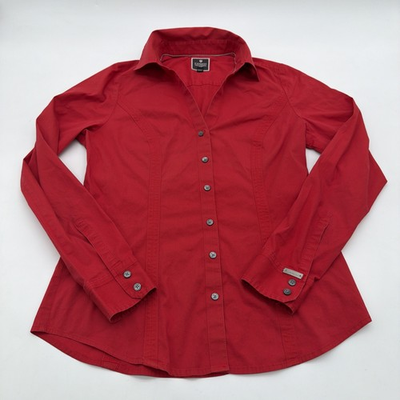 #ad Express The Essential Shirt Women XS Red solid.#42533 $3.80
