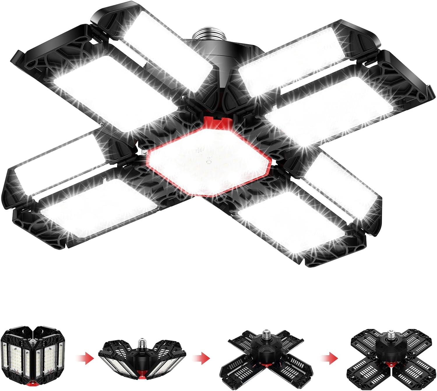 200W LED Garage Light 1 Pack - 20000LM 6500K Deformable Ceiling Lighting Fixtur