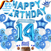 Luftballon 14. Geburtstag Deko Junge Blau, Happy Birthday Banner Ballons Xxl Zah