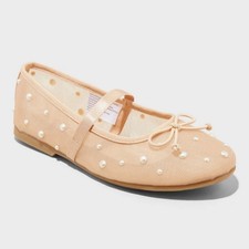 NEW Kids' Faye Mesh Ballet Flats with Sparkle - art class Beige Size Big Kid 5