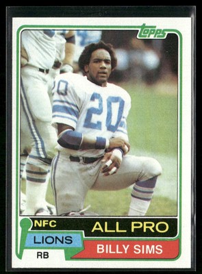 1981 Topps Billy Sims Rookie Detroit Lions #100