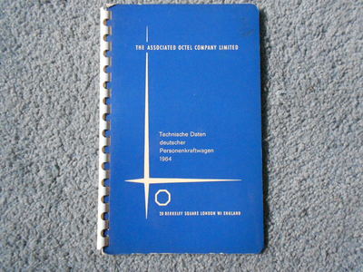 1964 OCTEL GERMANY CARS TECHNICAL INFORMATION BOOKLET GERMAN TEXT ORIGINAL SPECS