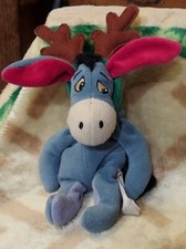 Disney Store Reindeer Eeyore Mini Bean Bag 9" Plush Vintage