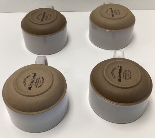 Wedgewood Midwinter Steingut Kaffeetassen Tassen natur braun taupe 4er Set - Bild 4 von 10