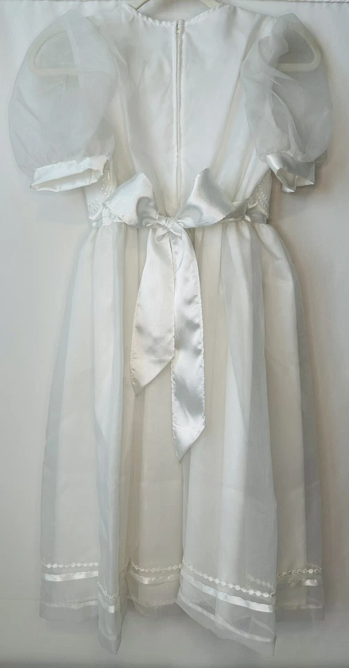 Bonnie Jean Fancy Waist White Church Wedding Flower Girl Dress, Youth Size 14 - Image 3 of 4
