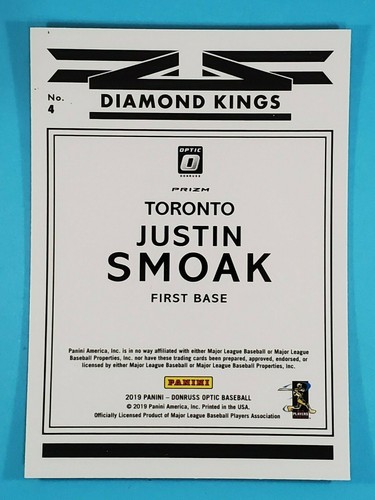 2019 Panini Donruss Optic "Diamond Kings" Justin Smoak Blue Jays #4 - Picture 2 of 2