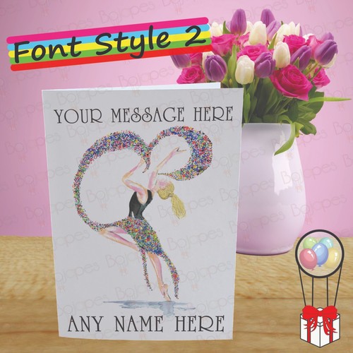 Custom Dance Card, Personalised Dancing Girl Greetings Card - Add Name/Message - Picture 12 of 13