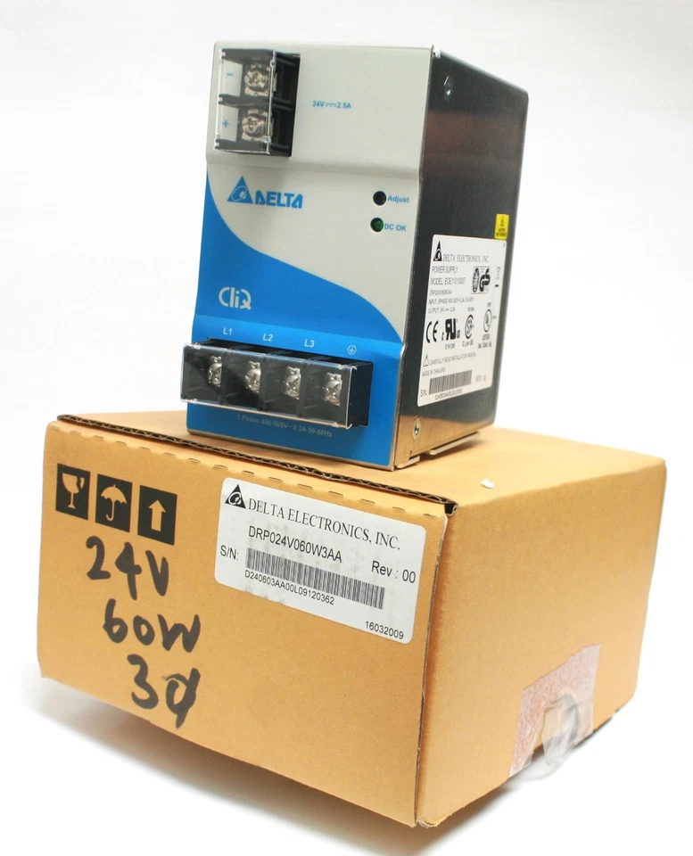 Delta DRP024V060W3AA Power Supply Input 400-500VAC Output 24V DC 60W 3PH 2.5A - Image 2 of 4
