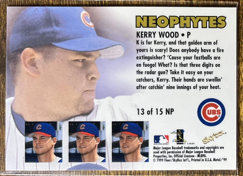 Tarjeta insertada Metal Universe Kerry Wood Neóphytes 1999 #13 Chicago Cubs casi nueva/como nueva Foto 2 de 2