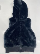 Gymboree outlet hooded black fur vest 5/6 girls