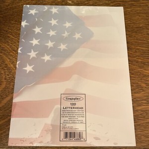 American Flag Letterhead Stationery Geographics Patriotic 100 Sheets 250th Bday