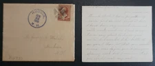 1886 Hudson NH cover to Nashua NH letter inside
