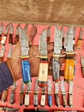 Lots of 60  Custom Handmade Damascus Steel 6" Skinner & Hunting Knives W/Sheath.