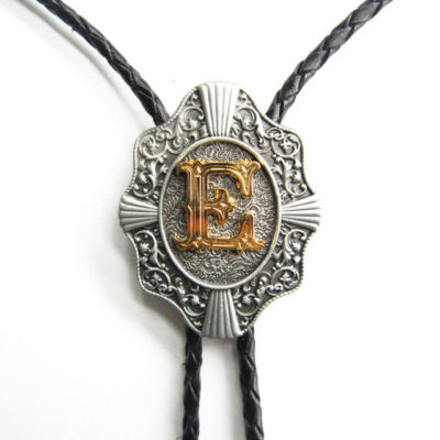 Initial Letter ''E'' Western Cowboy Rodeo Bolo Tie