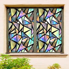 3D Fluorescent Triangle ZHUA359 Window Film Print Sticker Cling Stained Glass UV