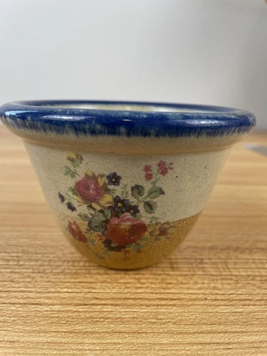 Vintage Monroe Salt Works MSW Utensil Holder Canister Crock 4x4 Flowers Floral