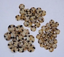 Vtg Marbled Brown and White 4-Hole Buttons w/ Raised Edge 13mm 15mm 21mm B73-3