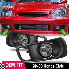 99-00 Fog Light For Honda Civic Clear Bumper Driving Lamp Replacement Wiring Kit