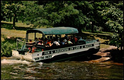 Postcard WI Wisconsin Dells Duck Boat Leaving Lake Delton at Dawn Manor A10