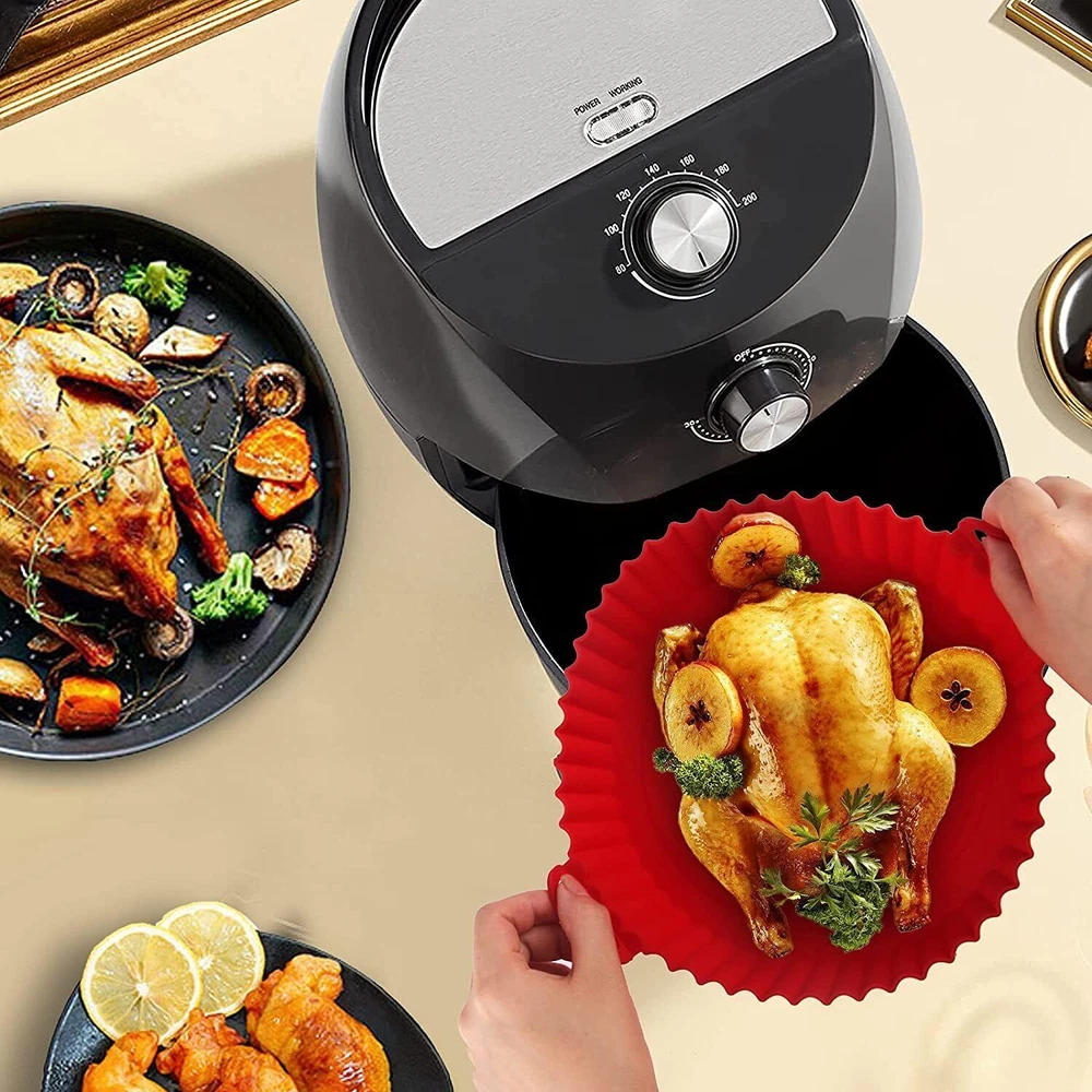 Air Fryer Silicone Pot Air Fryer Basket Liners Non-Stick Safe Oven Baking Tray