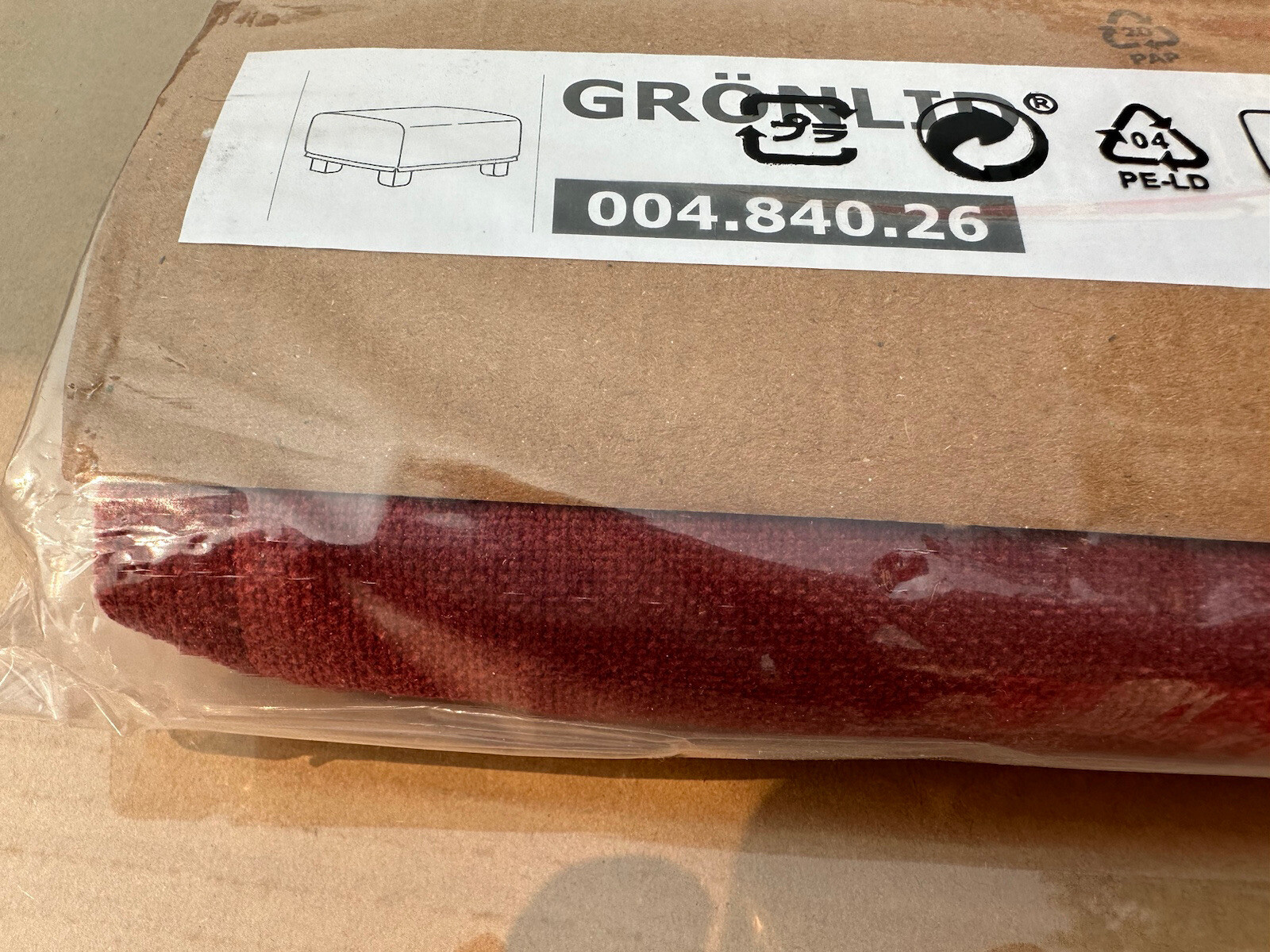 Ikea Gronlid Ottoman Footstool Cover in Red 004.840.26 New eBay