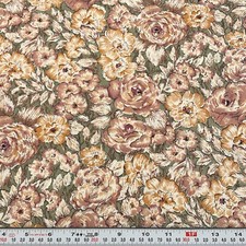 Vintage Florals on Green Cotton Fabric by the Half Yard 18" x 58" wide