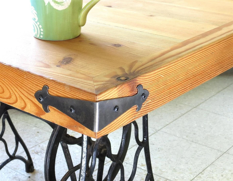 4 soportes de esquina decorativos mesa pequeña soportes de ángulo de hierro gabinete placas de metal maletero Foto 2 de 4