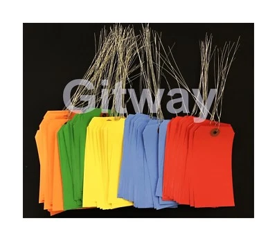 AVIDITI 100 of 4 3/4" x 2 3/8" Size 5 Colored Inventory Shipping Hang Tags with Wire