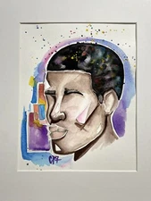 Original Artwork Matted Abstract Watercolor Portrait 11 X 14