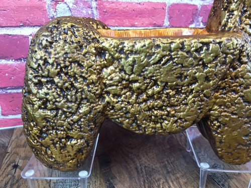RARE Vintage HOLIDAY CERAMICS LOS ANGELES Clay GOLD LLAMA PLANTER BOWL Excellent - Picture 9 of 20