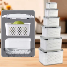 6 PCS Large Fruit Storage Containers for Fridge, Airtight Food Storage Container