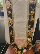 quilted table runner 48" floral pattern along border, yellows, oranges, golds