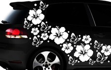 108-teiliges Auto Aufkleber Hibiskus Blumen Schmetterlinge HAWAII WANDTATTOO l2p