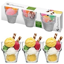 3 6 Glass Dessert Mini Cornet Ice Cream Cup Salad Cocktail Sundae Appetiser New