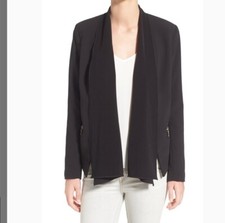 Trouve Open Front Black Blazer With Zipped Pockets Size S
