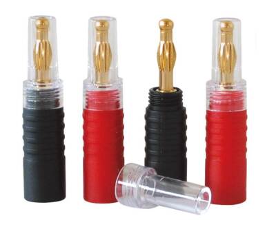 DYNAVOX Bananen Feder Stecker 4mm vergoldet 4 Stück Lautsprecher High End Serie 