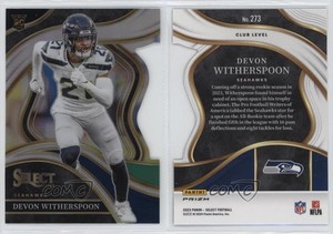 2023 Select Club Level Black & Green Prizm Die-Cut Devon Witherspoon Rookie RC