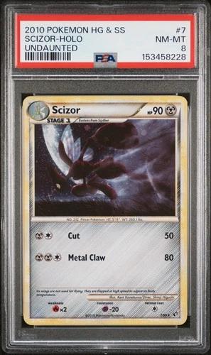 2010 POKEMON HEARTGOLD & SOULSILVER UNDAUNTED #7 SCIZOR-HOLO PSA 8
